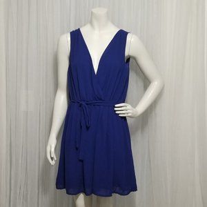 V Drape Tank Dress Blue Large